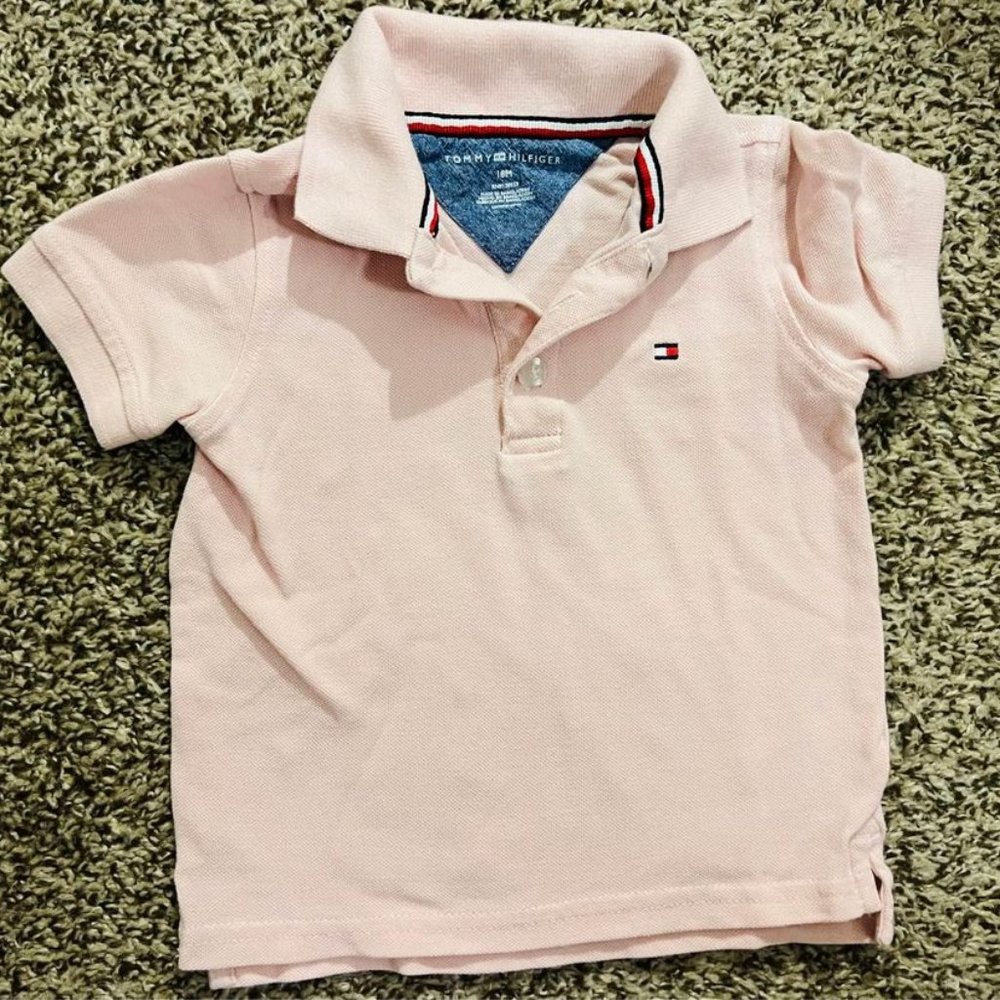 TOMMY HILFIGER pink summer BOYS preppy POLO SHIRT TOP size 18m 18 months